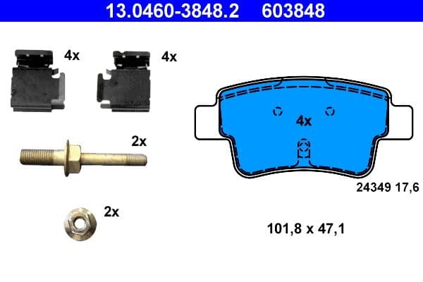 set placute frana,frana disc ATE 13.0460-3848.2