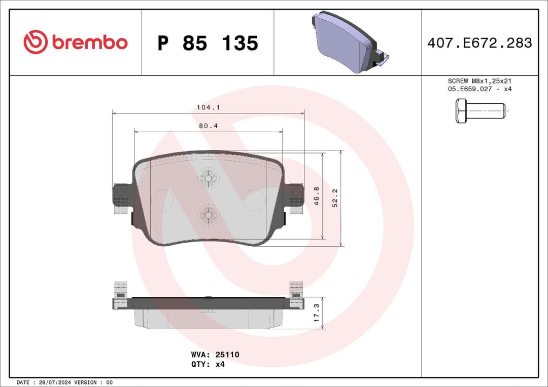 set placute frana,frana disc BREMBO PRIME LINE P 85 135