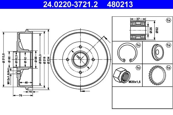 Tambur frana ATE 24.0220-3721.2