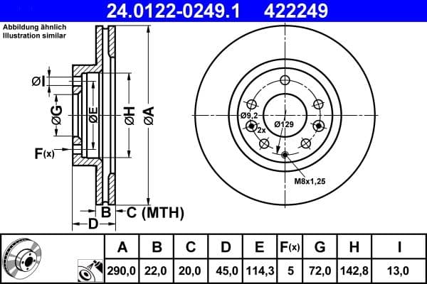 Disc frana ATE 24.0122-0249.1