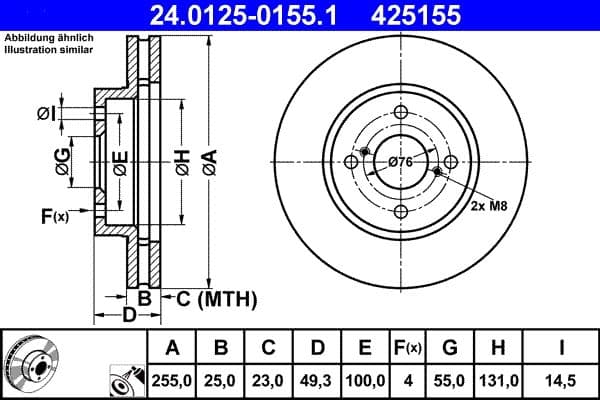 Disc frana ATE 24.0125-0155.1