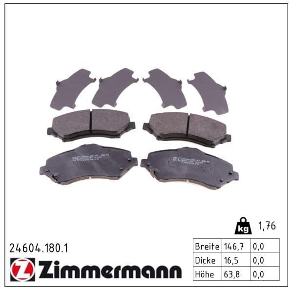 set placute frana,frana disc ZIMMERMANN 24604.180.1
