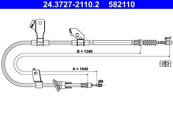 Cablu, frana de parcare ATE 24.3727-2110.2