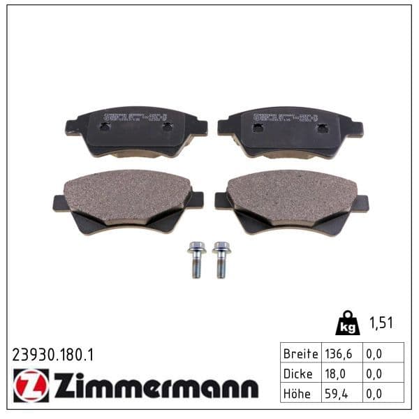 set placute frana,frana disc ZIMMERMANN 23930.180.1