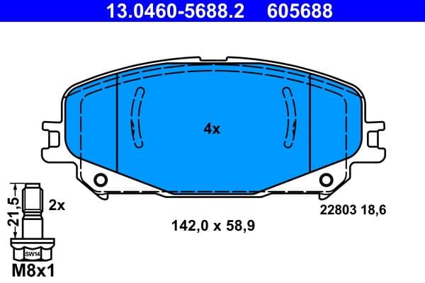 set placute frana,frana disc ATE 13.0460-5688.2