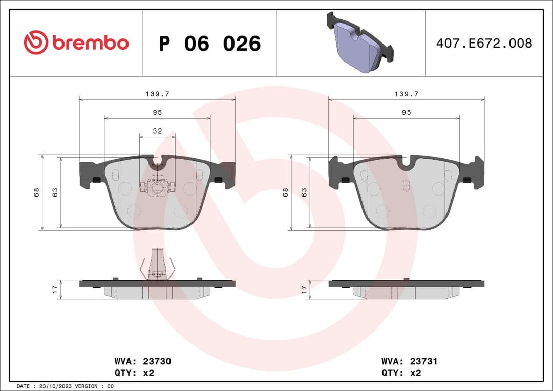 set placute frana,frana disc BREMBO PRIME LINE P 06 026