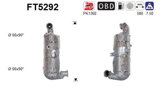 Filtru funingine/particule, sist.de esapament AS FT5292
