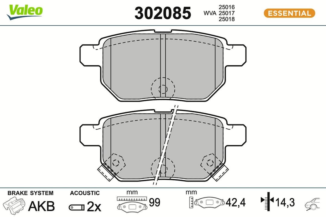 set placute frana,frana disc VALEO ESSENTIAL 302085
