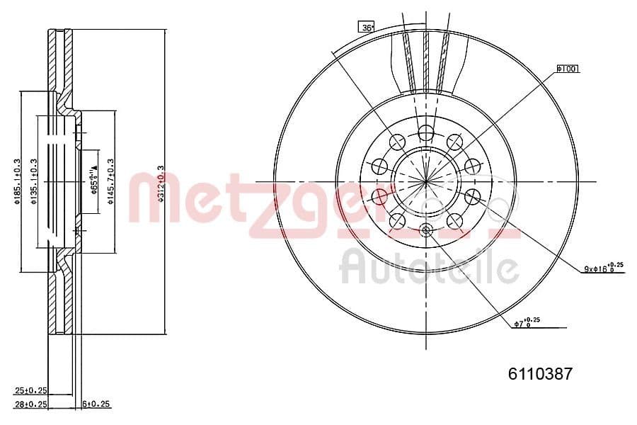 Disc frana METZGER 6110387