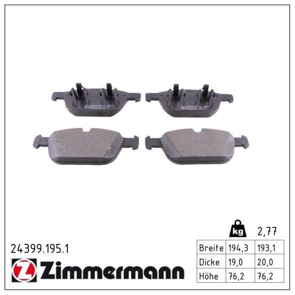 set placute frana,frana disc ZIMMERMANN 24399.195.1