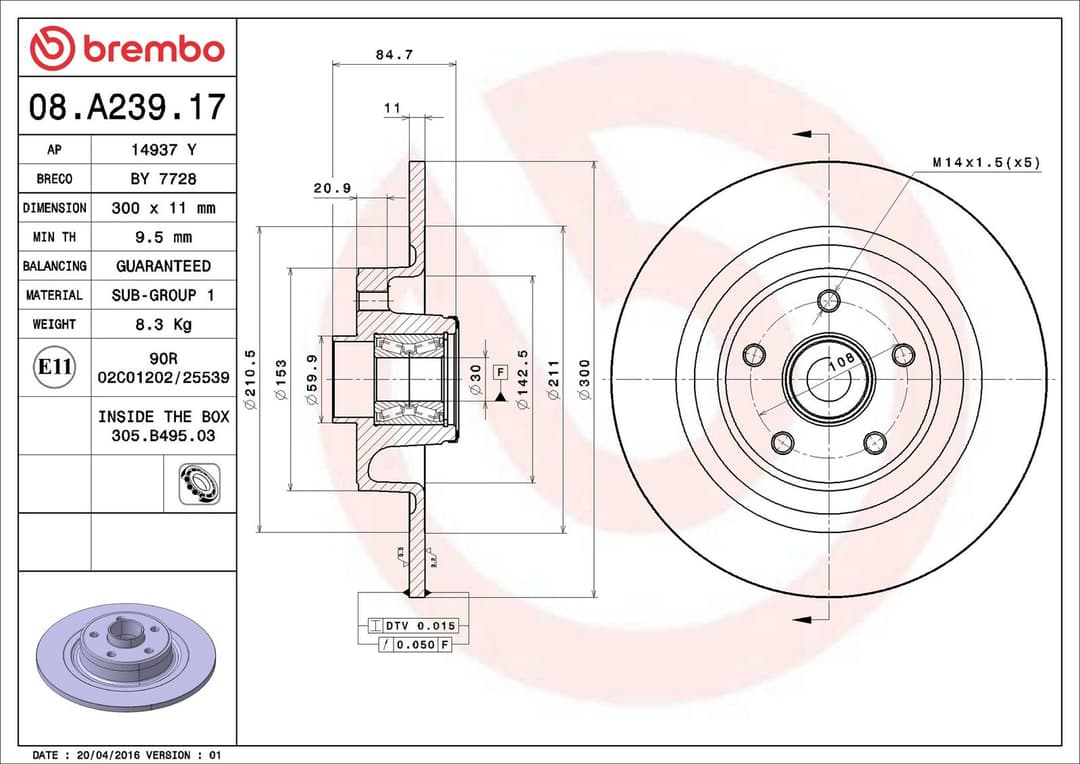 Disc frana BREMBO 08.A239.17