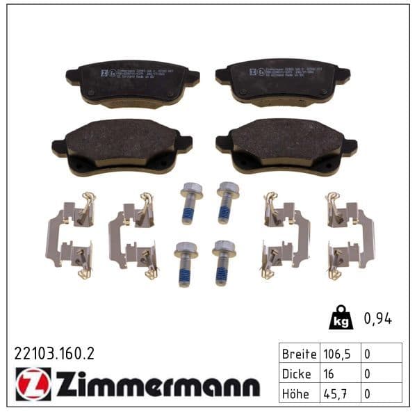 set placute frana,frana disc ZIMMERMANN 22103.160.2