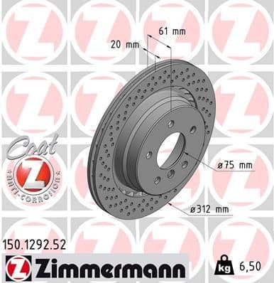 Disc frana ZIMMERMANN SPORT Z 150.1292.52