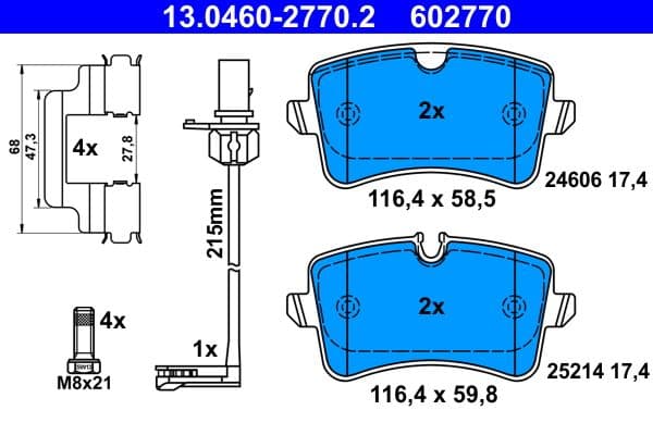 set placute frana,frana disc ATE 13.0460-2770.2