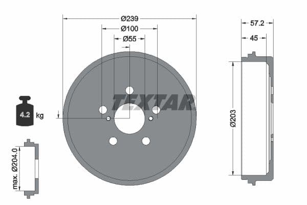 Tambur frana TEXTAR 94049100