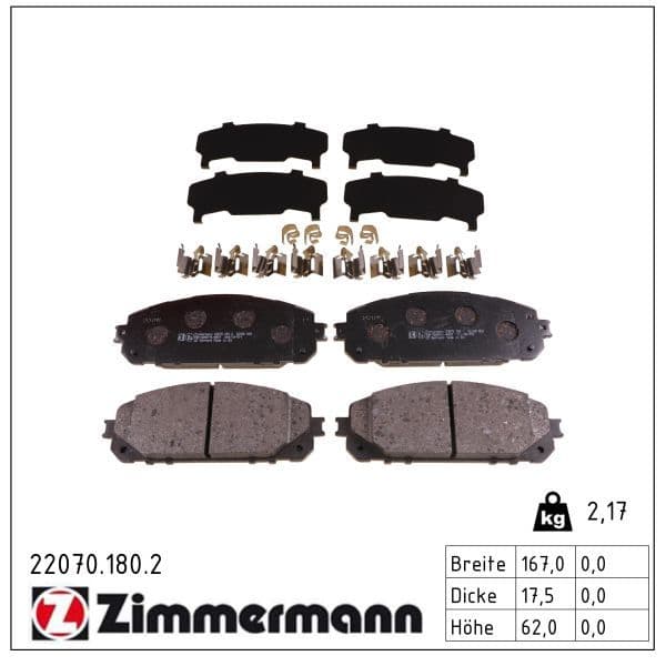 set placute frana,frana disc ZIMMERMANN 22070.180.2