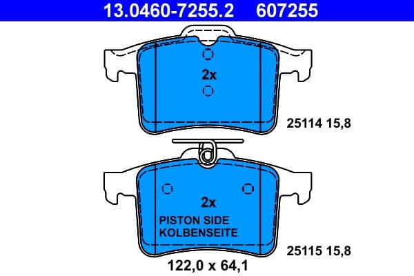 set placute frana,frana disc ATE 13.0460-7255.2