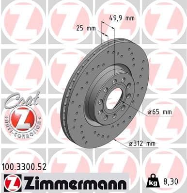 Disc frana ZIMMERMANN SPORT Z 100.3300.52
