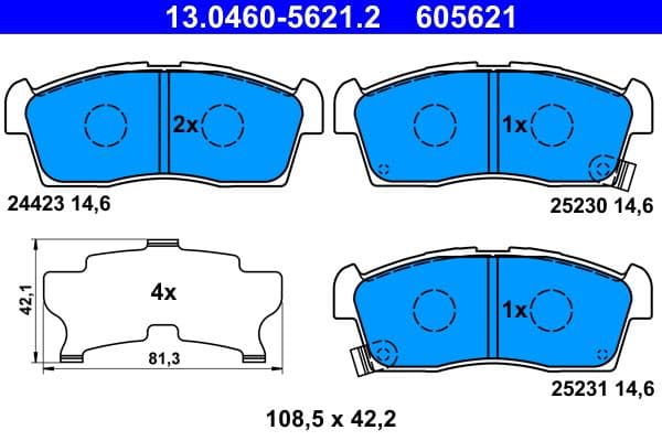 set placute frana,frana disc ATE 13.0460-5621.2