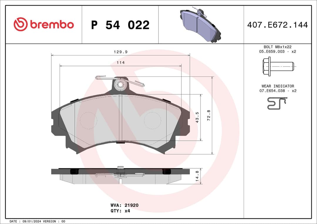 set placute frana,frana disc BREMBO PRIME LINE P 54 022