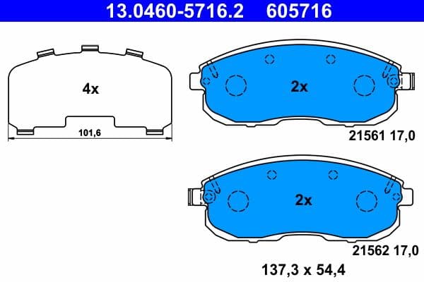 set placute frana,frana disc ATE 13.0460-5716.2