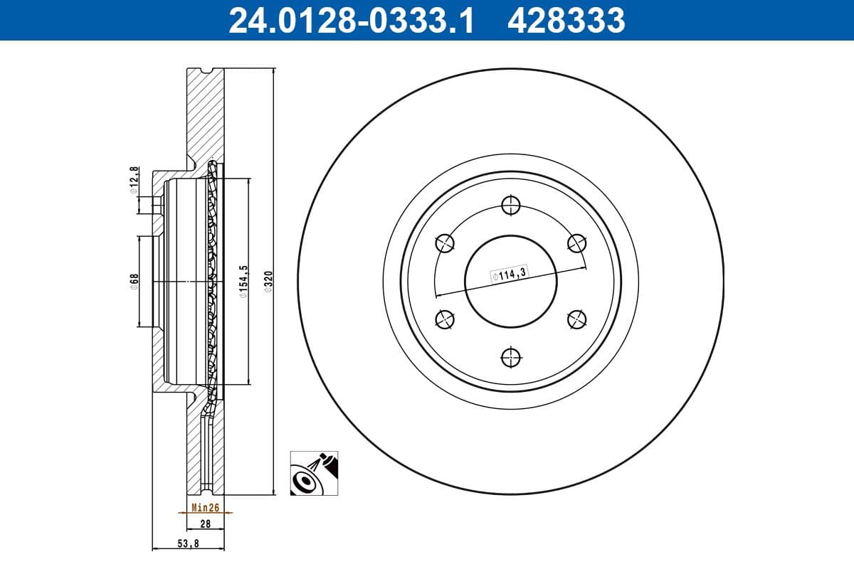 Disc frana ATE 24.0128-0333.1