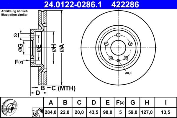 Disc frana ATE 24.0122-0286.1