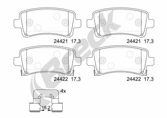 set placute frana,frana disc BRECK 24421 00 704 10