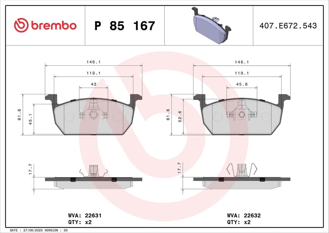 set placute frana,frana disc BREMBO PRIME LINE P 85 167