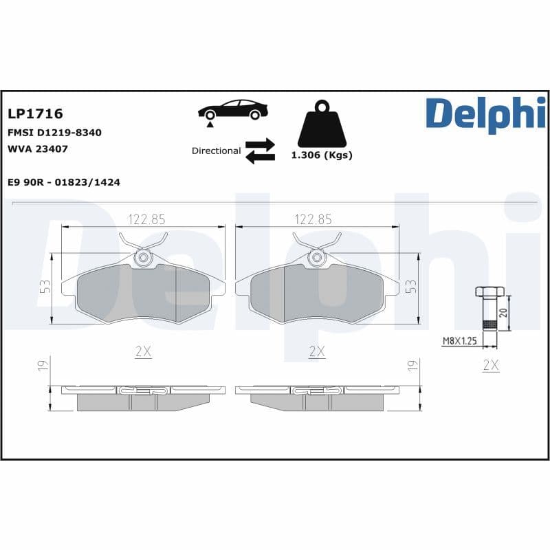 set placute frana,frana disc DELPHI LP1716