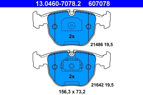 set placute frana,frana disc ATE 13.0460-7078.2