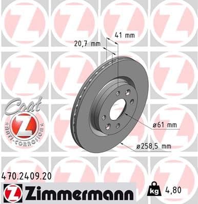 Disc frana ZIMMERMANN COAT Z 470.2409.20