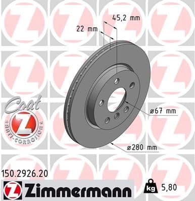 Disc frana ZIMMERMANN 150.2926.20