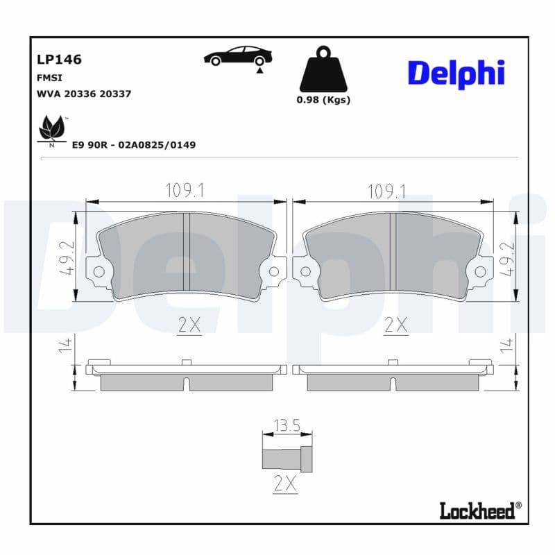 set placute frana,frana disc DELPHI LP146