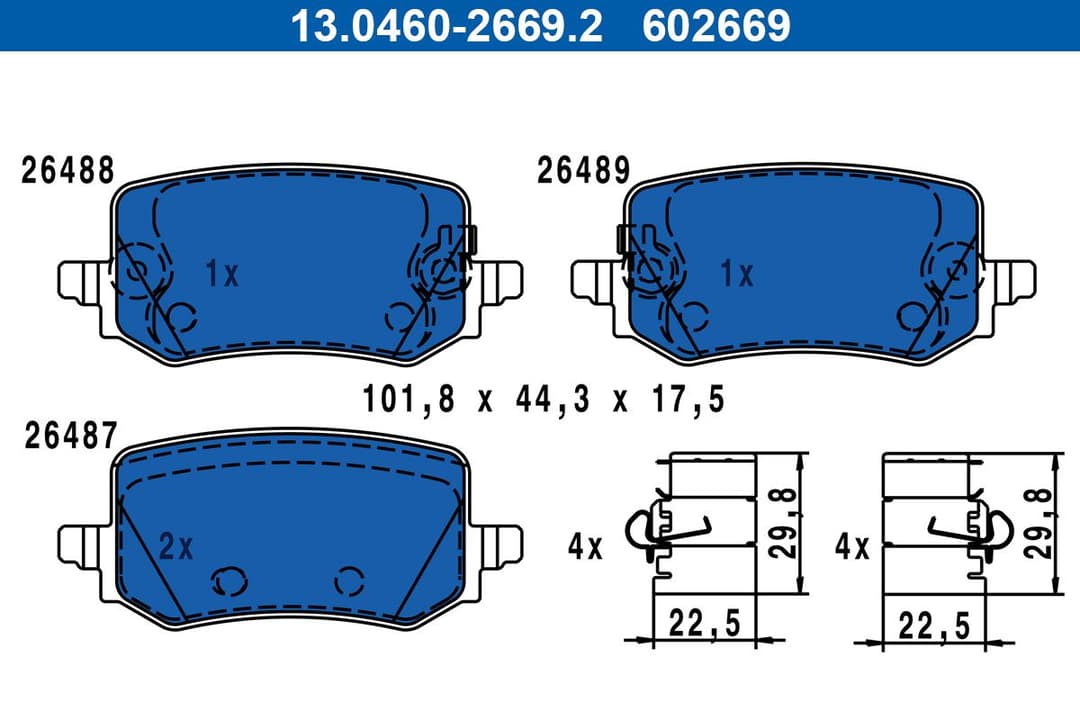 set placute frana,frana disc ATE 13.0460-2669.2