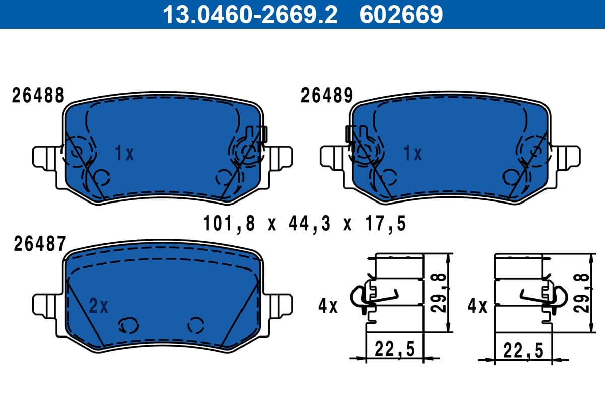 set placute frana,frana disc ATE 13.0460-2669.2