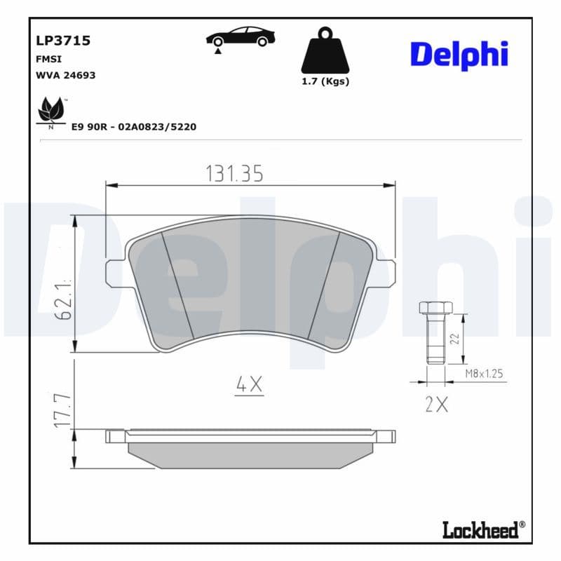 set placute frana,frana disc DELPHI LP3715