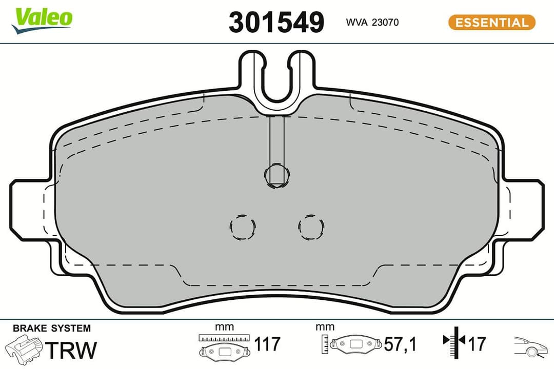 set placute frana,frana disc VALEO ESSENTIAL 301549