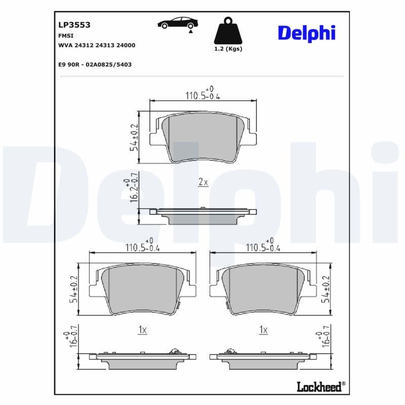 set placute frana,frana disc DELPHI LP3553