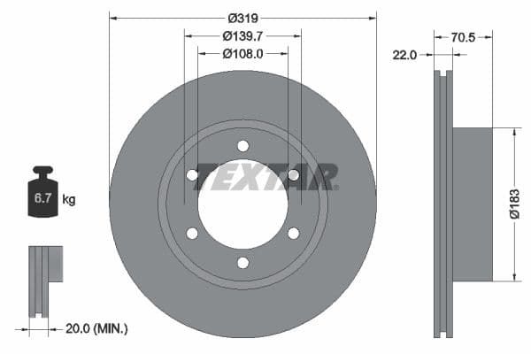 Disc frana TEXTAR 92093300