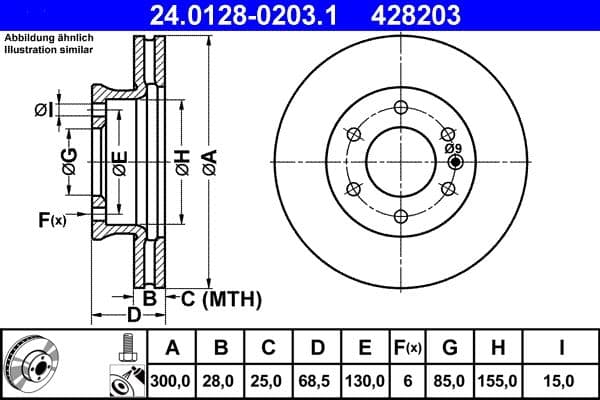 Disc frana ATE 24.0128-0203.1