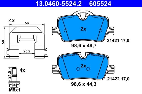 set placute frana,frana disc ATE 13.0460-5524.2