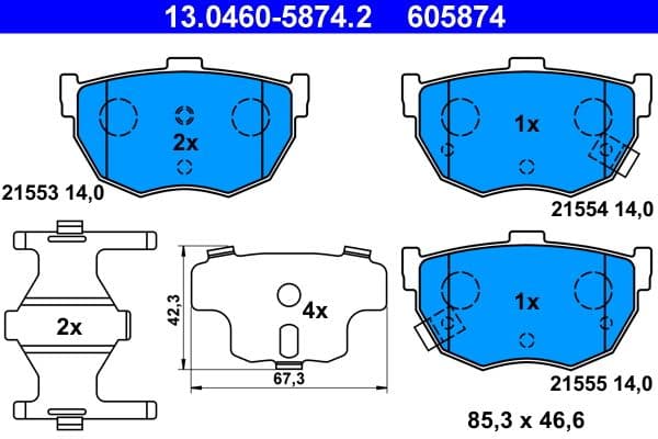 set placute frana,frana disc ATE 13.0460-5874.2