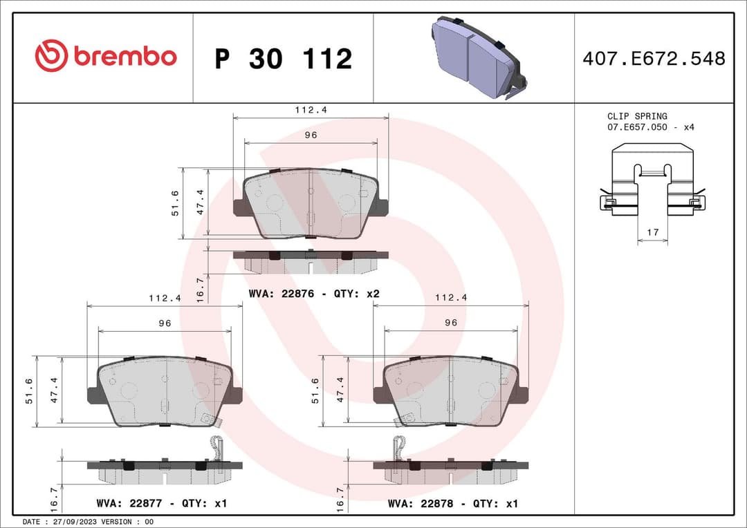 set placute frana,frana disc BREMBO PRIME LINE P 30 112