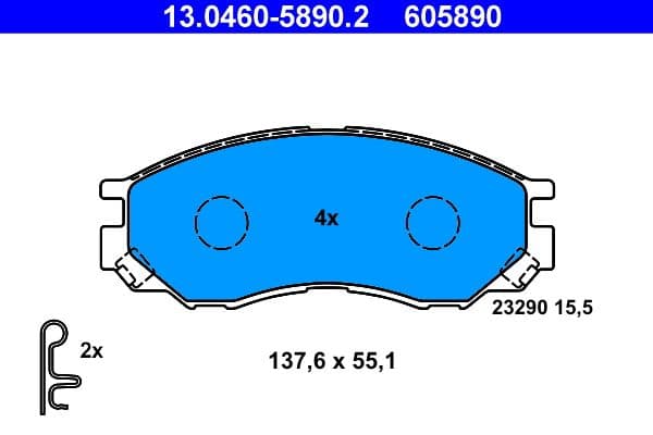 set placute frana,frana disc ATE 13.0460-5890.2