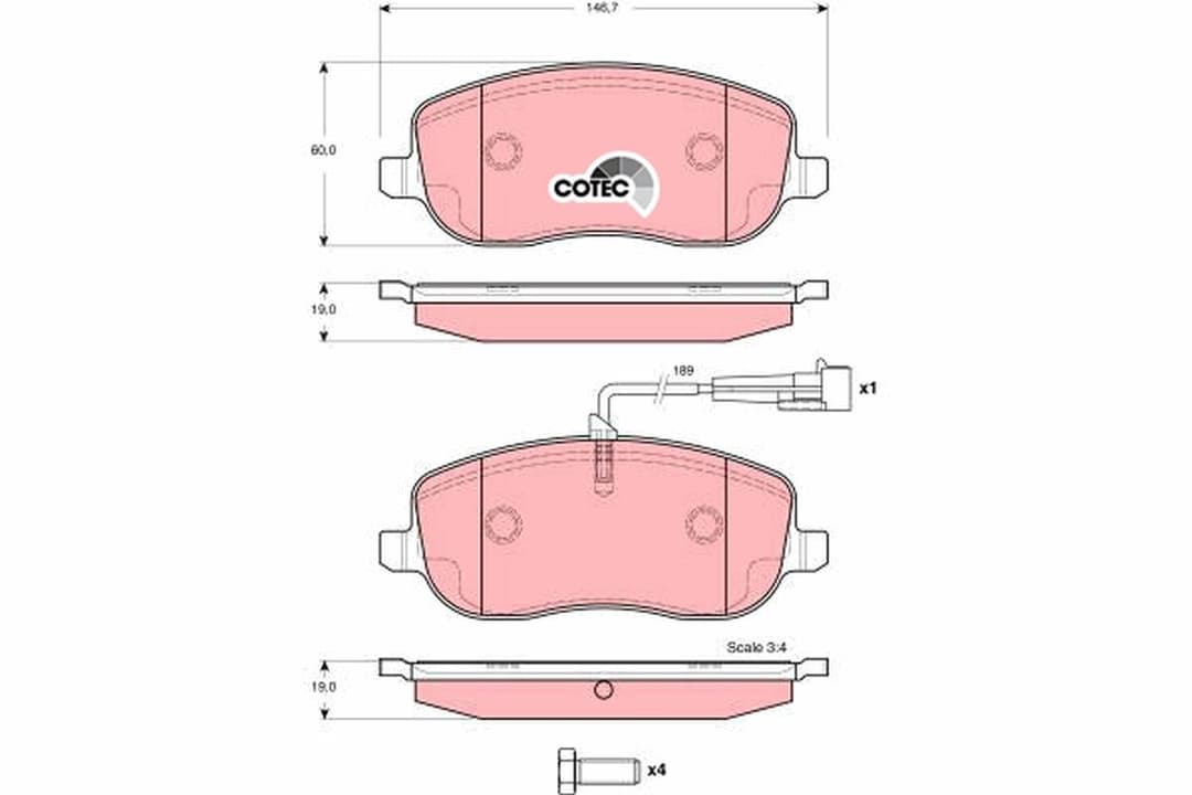 set placute frana,frana disc TRW COTEC GDB1636