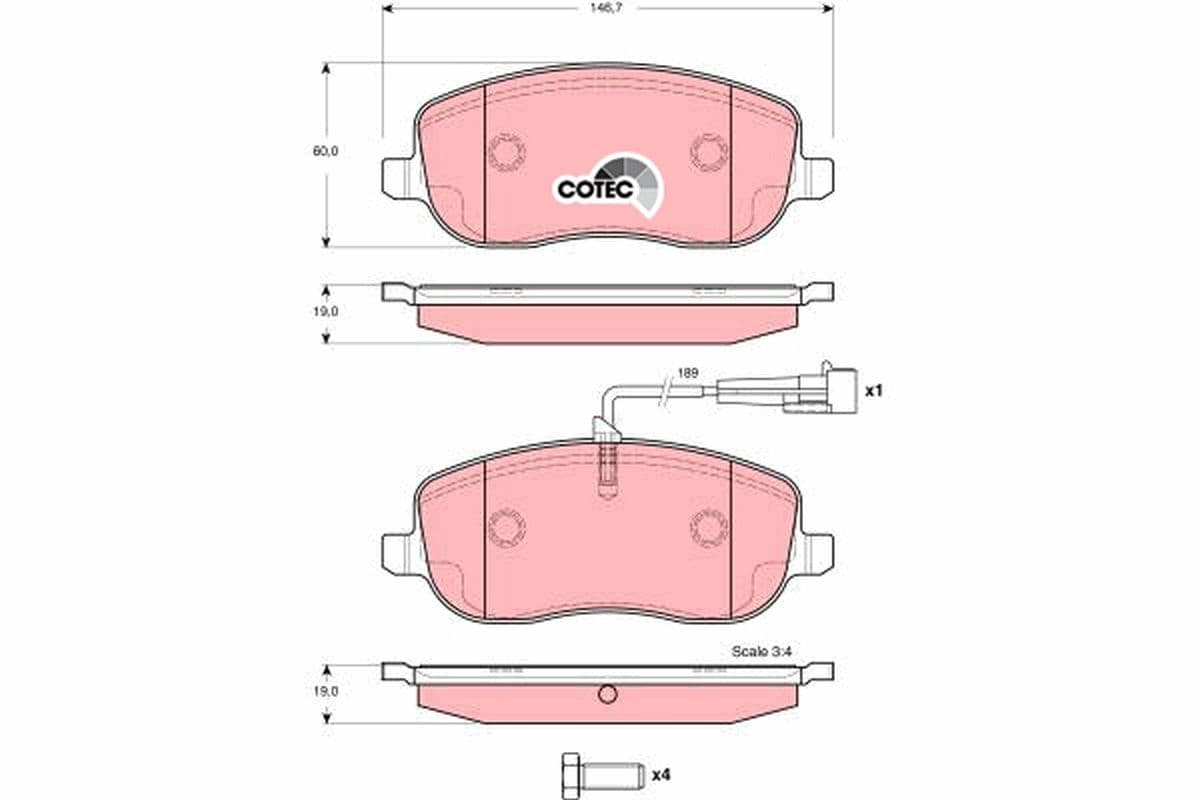set placute frana,frana disc TRW COTEC GDB1636