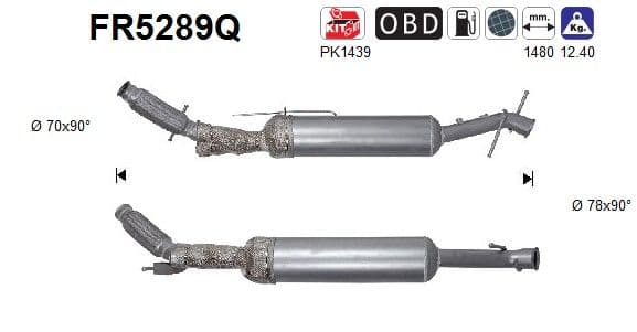 Filtru funingine/particule, sist.de esapament AS FR5289Q