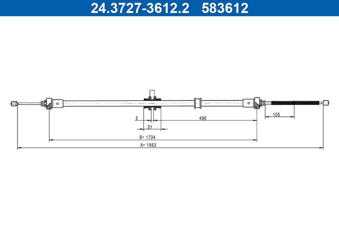 Cablu, frana de parcare ATE 24.3727-3612.2
