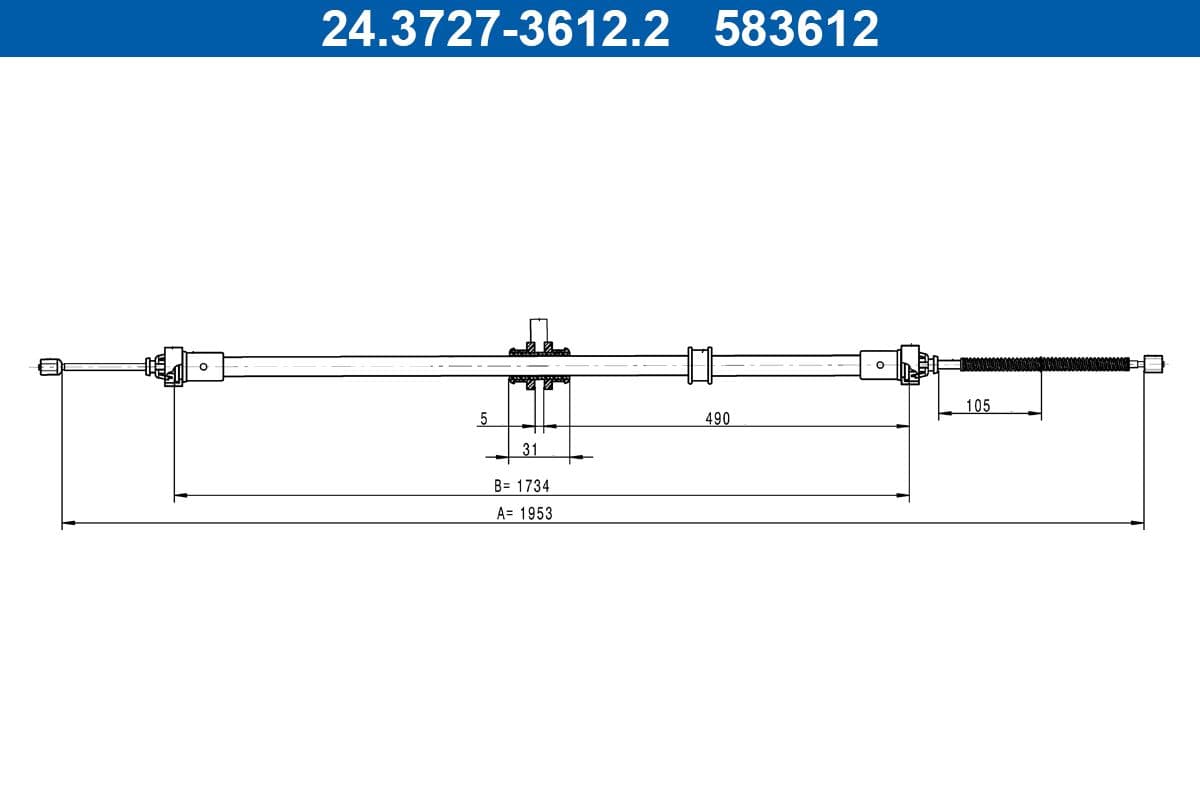 Cablu, frana de parcare ATE 24.3727-3612.2